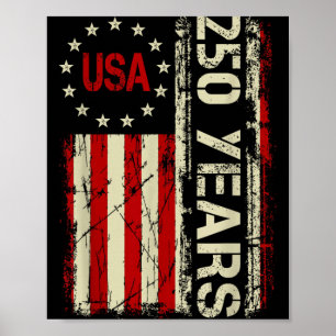 Poster 250 Anos Americano 250º Aniversário 1776-2026 4º