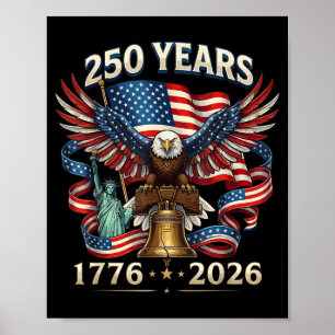 Poster 250 Anos Americano 250º EUA Patriótico 4 de Julho