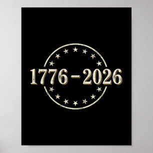 Poster 250 anos bandeira americana - frente e verso 250 a
