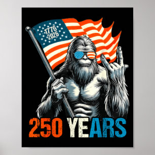 Poster 250 anos bigfoot rocha bandeira dos eua patriótico