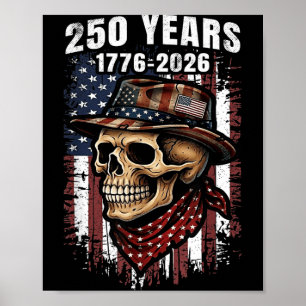 Poster 250 Anos Crânio Esqueleto Americano Patriótico