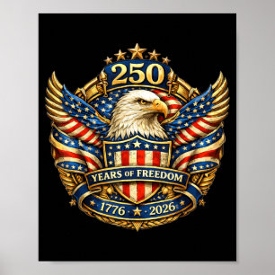 Poster 250 Anos de Aniversário Americano 1776-2026 Bandei