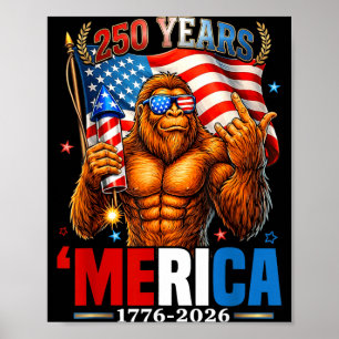 Poster 250 Anos de Merica Bandeira dos EUA 250º Sasquatch