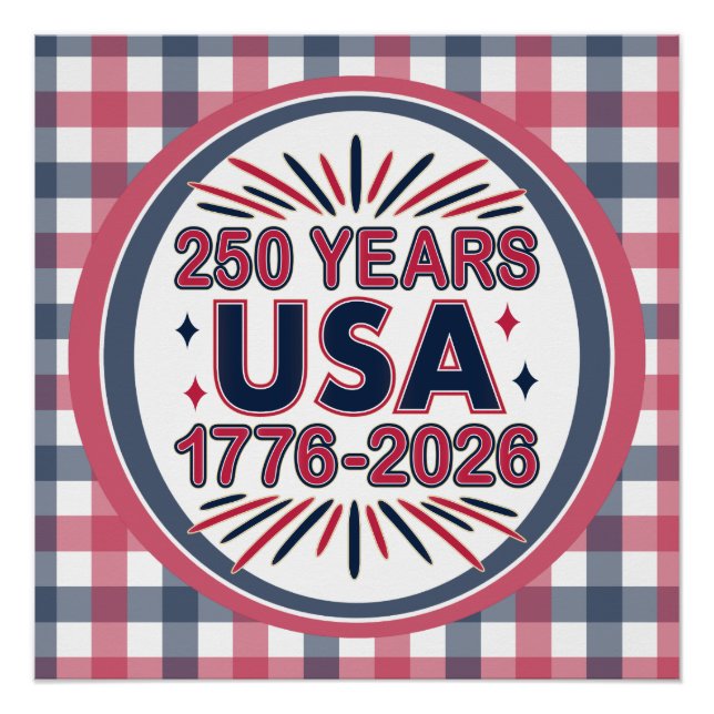 Pôster 250 Anos EUA | 1776-2026 Semiquincentenário (Frente)