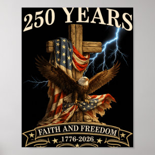 Poster 250 Anos Fé E Liberdade Cristã EUA 250º Aniversári