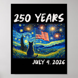 Poster 250 Anos Gato Noite Estrelada 4 de Julho 250º