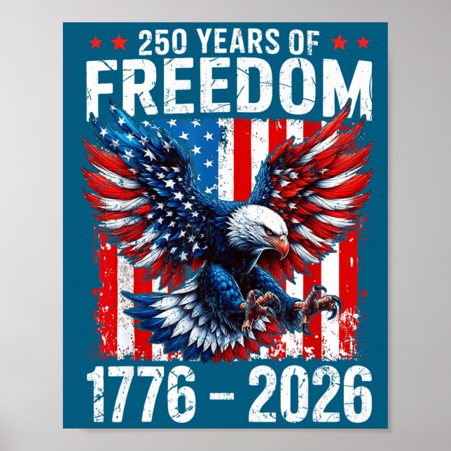 Poster 250 Years Of Dom 1776 2026 Patriotic Bald Eagle Us (Frente)