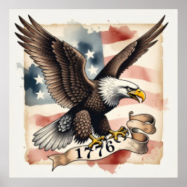 Poster 250th Anniversary Patriotic Bald Eagle 1776