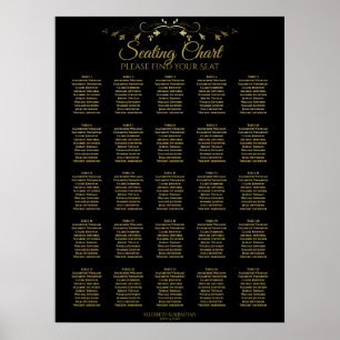 Poster 25 Gráfico de Assentos de Casamento Negro Dourado
