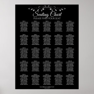 Poster 25 Gráfico de Assentos de Casamento Negro Elegante