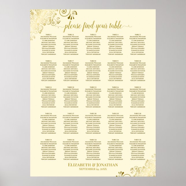 Poster 25 Gráfico de Assentos de Casamentos de Mesa Doura (Frente)