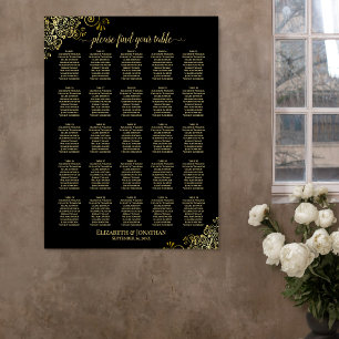 Poster 25 Gráfico de Assentos de Casamentos Dourados e Ne
