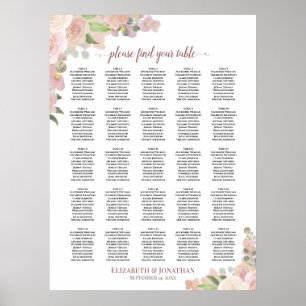 Poster 25 Gráfico de Assentos Florais De Casamentos Rosa-