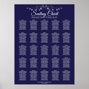 Poster 25 Gráfico de Casamento Azul Marinho Elegante Mesa