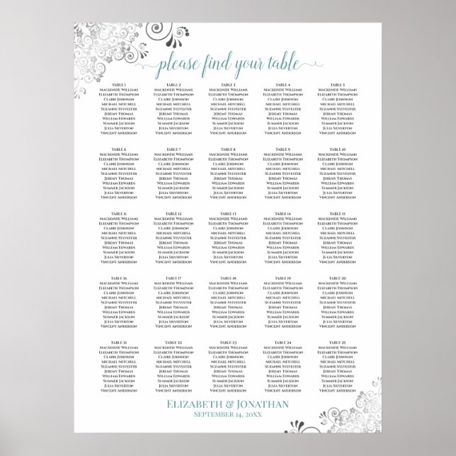 Poster 25 Gráfico de Sentados de Casamento Legado de Mesa (Frente)