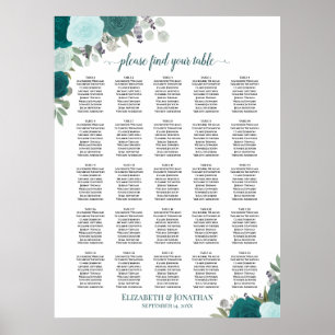 Poster 25 Mesa Teal Boho Sentado Floral