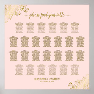 Poster 26 Gráfico Sentado de Casamento de Mesa Rosa Esbr