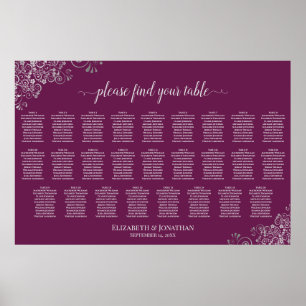 Poster 26 Mesa Carta de Assentos de Casamento Prata em Ma
