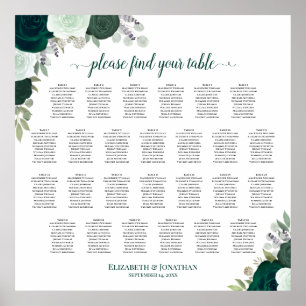 Poster 26 Mesa Emerald Boho Rosa Gráfico de Casamento