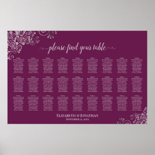 Poster 27 Mesa Carta de Assentos de Casamento Prata em Ma