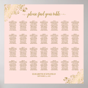 Poster 28 Gráfico Sentado de Casamento de Mesa Rosa Esbra