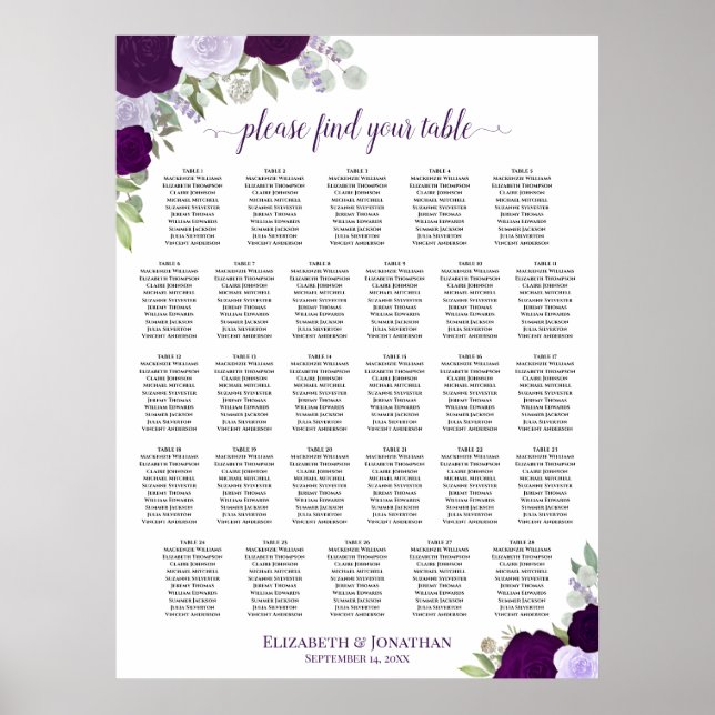 Poster 28 Mesa Carta de Assentos Casamento Floral Boho Ro (Frente)