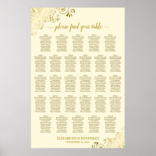 Poster 28 Mesa Carta de Assentos de Casamento Ornata Dour