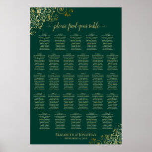 Poster 28 Mesa Carta de Assentos de Casamento Verde Esmer