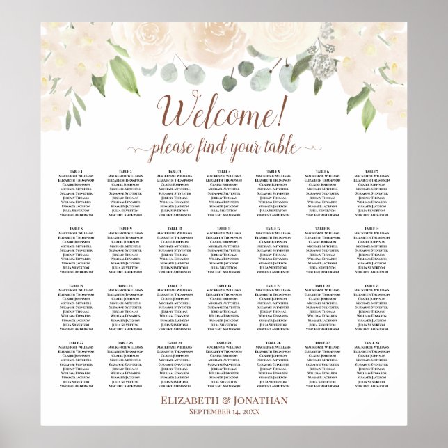 Poster 28 Mesa Champagne Blush Boho Floral Seating Chart (Frente)