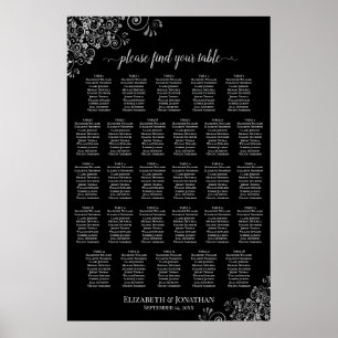 Poster 28 Mesa Gráfico de Assentos de Casamento Prata Pre