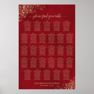 Poster 28 Mesa Gráfico de Assentos de Casamento Vermelho