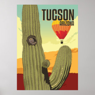 Poster 28"x20 Elf Owl in Saguaro - Tucson, Arizona