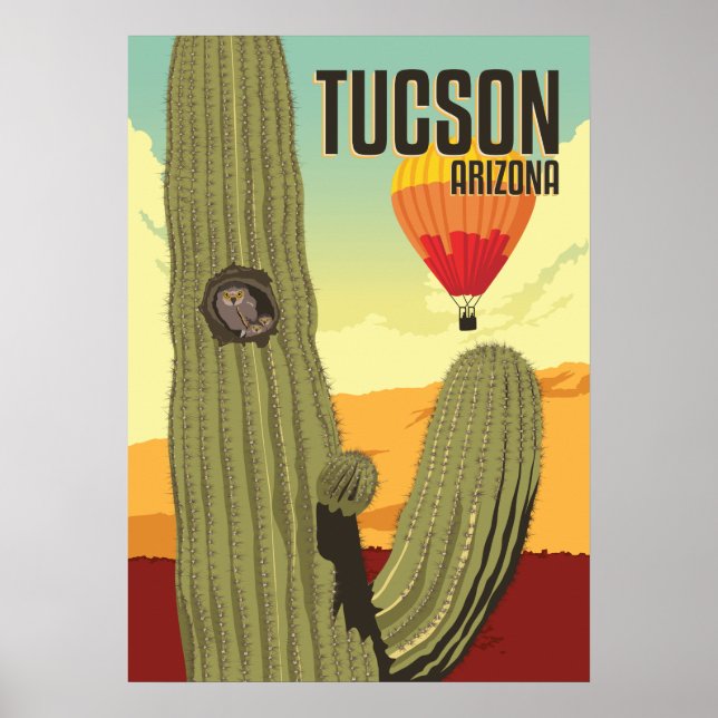 Poster 28"x20 Elf Owl in Saguaro - Tucson, Arizona (Frente)