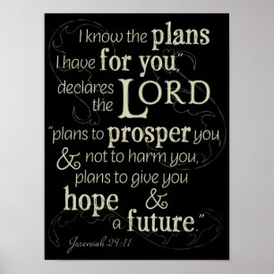 Pôster 29:11 de Jeremiah eu sei os planos que eu tenho