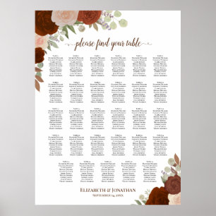 Poster 29 Tabela Carta de Assentos de Casamento Floral Bo