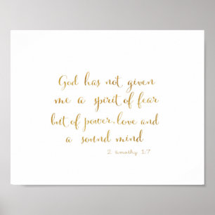 Pôster 2 Bíblia Timothy verse - love - Faith - gold lette