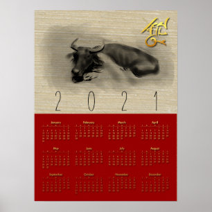 Poster 2 Calendário De Ano Novo De Buffalo Chinês Ox, 1