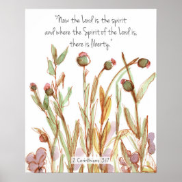 Poster 2 Corinthians 3:17 Bible Scripture Wildflowers