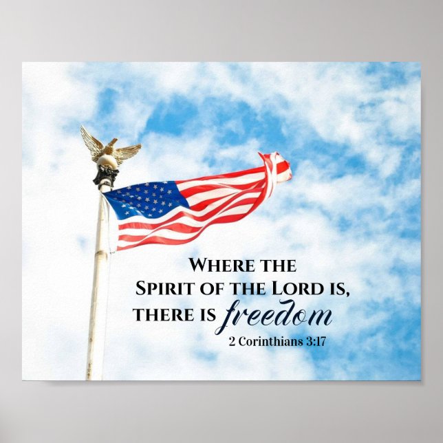 Poster 2 Corinthians 3:17 Há Liberdade, Bandeira American (Frente)