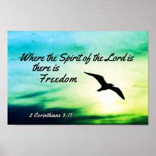 Poster 2 Corintianos 3:17 Liberdade Bíblia Verse Bird Vo