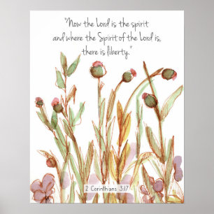 Poster 2 Coríntios 3:17 Escritura Bíblica Flores Silvestr