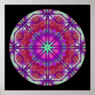 Poster 2 da mandala da janela cor-de-rosa