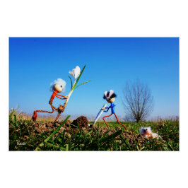 Pôster 2 Fubby's die een bol krokus planten.