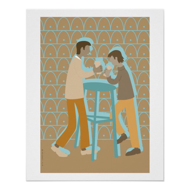 Pôster 2 mannen bij praattafel (Frente)