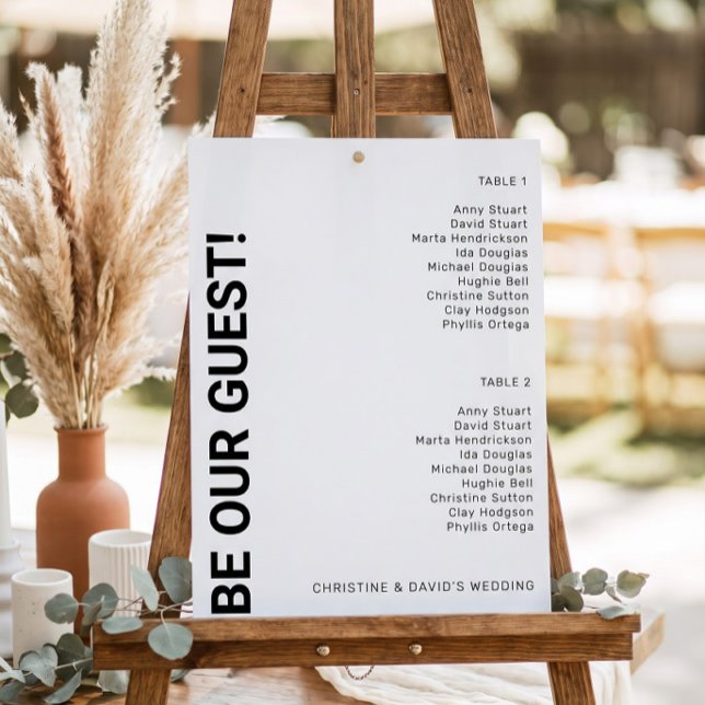 Poster 2 mesa Plano de assentos de casamento branco simpl (Criador carregado)