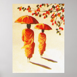 Poster 2 monges budistas Laotian