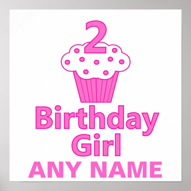 Pôster 2 - Rapariga de aniversário - Design de Cupcake (Frente)