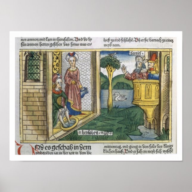 Pôster 2 Samuel 11 1-5 David vê Banho de Bathsheba (Frente)