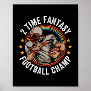 Poster 2 Time Fantasy Futebol Champ Ffl Winner Retro