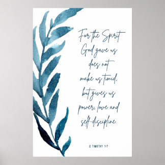 Poster 2 Timothy 1:7, Bíblia Verso da Impressão, Decor Do